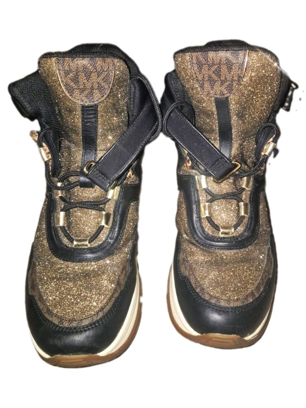 Michael Kors Kids' Gold Glitter High-Top Sneakers